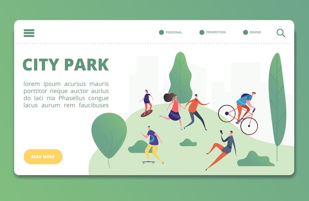 Spring, summer outdoor activities  landing page template