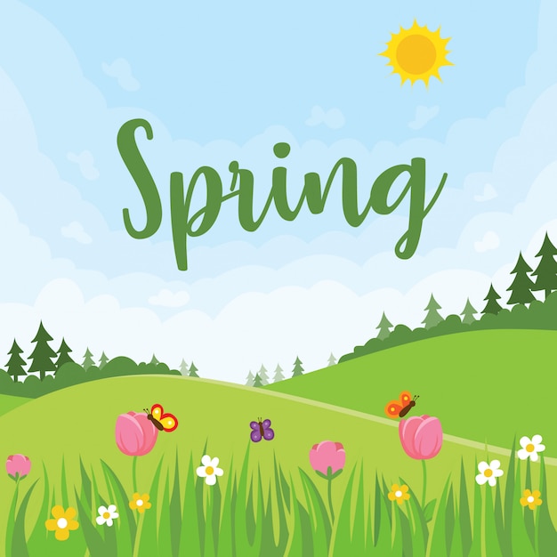 Spring themed scenery illustration