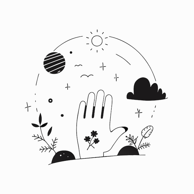 spring time vector illustration doodle line art