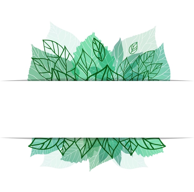 Spring vector card with doodle and green leaves for postcard flyers brochures