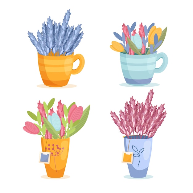 Spring vector flowers in simple style