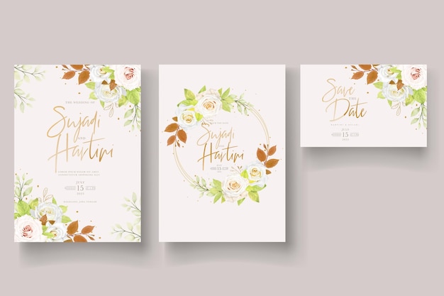 spring watercolor floral and leaves background card set