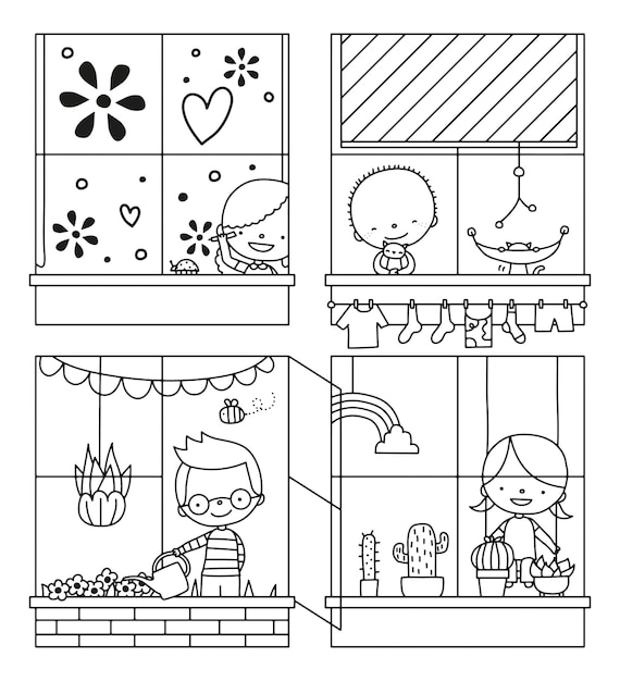 Spring windows vector illustration