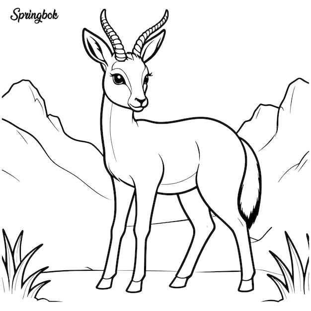 Springbok coloring page and outline vector design