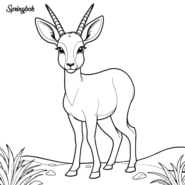 Springbok coloring page and outline vector design