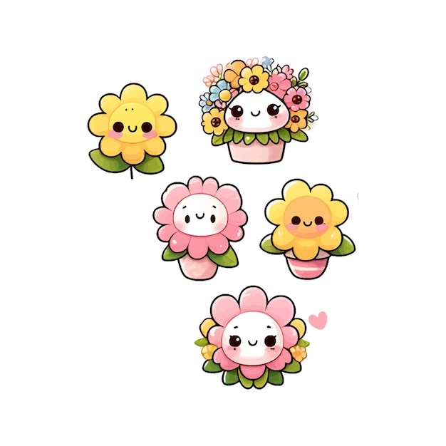 Springtime Chick and Flowers Vector Illustration