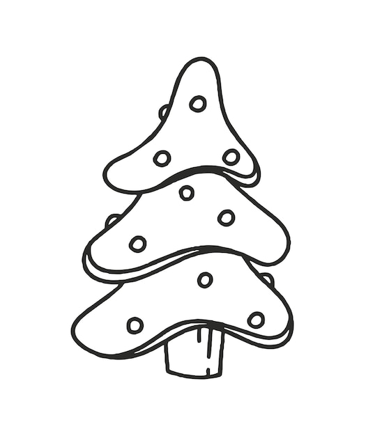 Spruce Vector Christmas Tree Illustration Doodle Isolated on White background Concept of Christmas