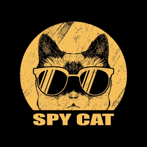 Spy cat eyeglasses illustration