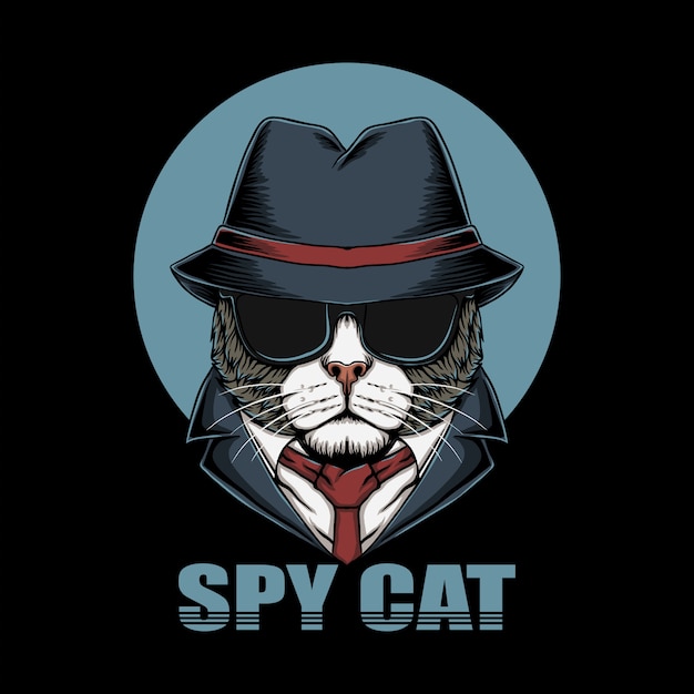 Spy cat head illustration