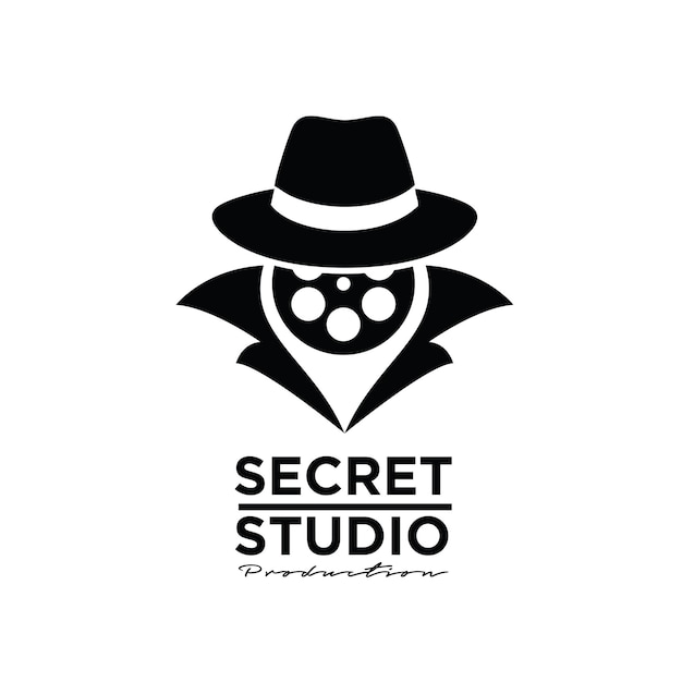 Spy secret film Studio Cinema movie Film Production logo design vector icon illustration