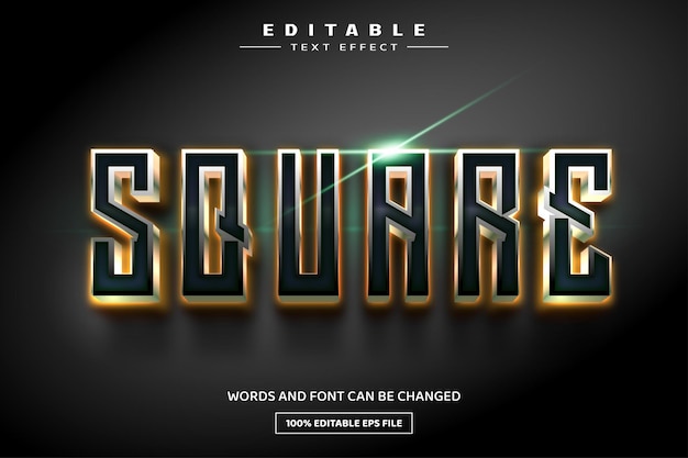 Square 3D editable text effect template