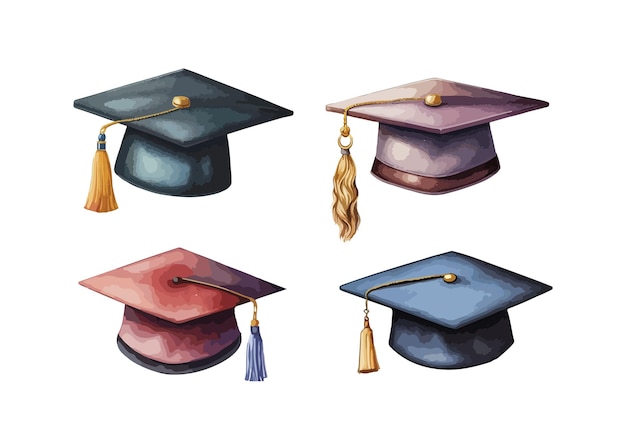 Square academic cap clipart isolated vector illustration