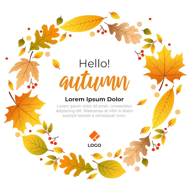 Square autumn leaf greeting social media banner post template