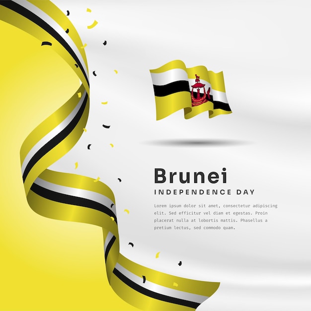 Square Banner illustration of Brunei Darussalam independence day celebration with text space Vector illustration