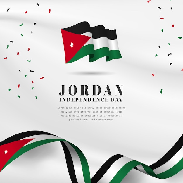 Square Banner illustration of Jordan independence day celebration with text space Vector illustration