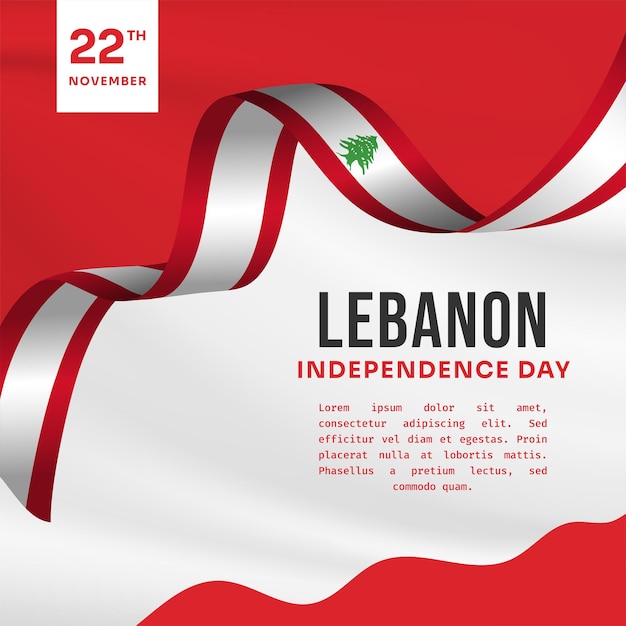 Square Banner illustration of Lebanon independence day celebration with text space Waving flag and hands clenched Vector illustration