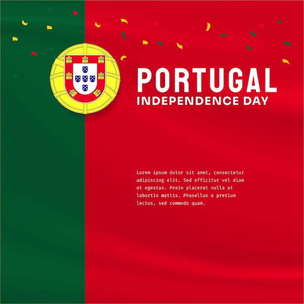 Square Banner illustration of Portugal independence day celebration with text space Waving flag and hands clenched Vector illustration