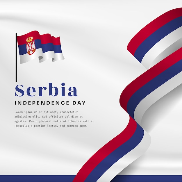 Square Banner illustration of Serbia independence day celebration with text space Vector illustration