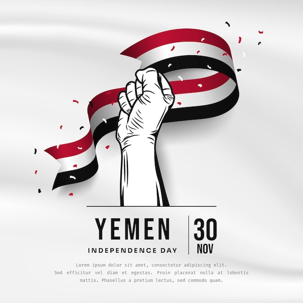 Square Banner illustration of Yemen independence day celebration with text space Vector illustration