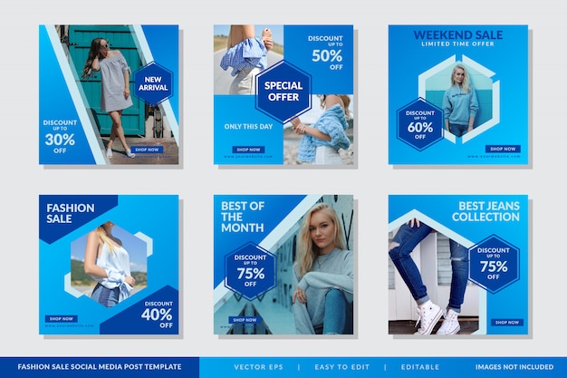 Square banner template or flyer for fashion stores