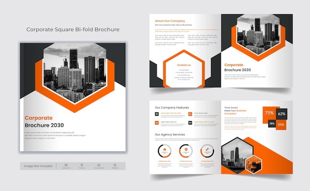 Square bifold brochure cover design template