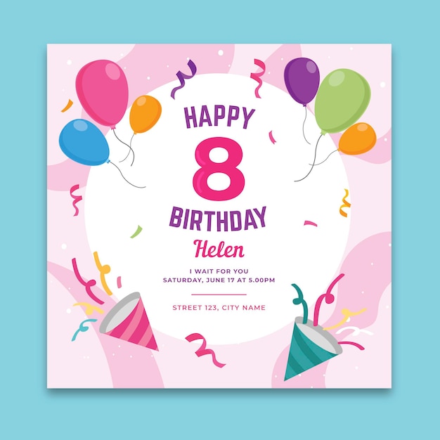 Square birthday flyer template