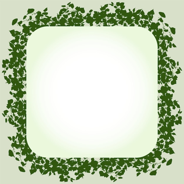 Square border from silhouettes branches deciduous trees with green leaves