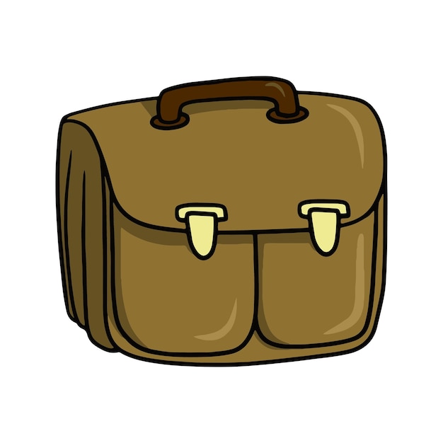 Square brown leather briefcase document bag cartoonstyle vector illustration