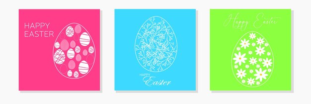 Square card for Easter. Banner or card for Easter holiday with abstract eggs. Vector illustration.