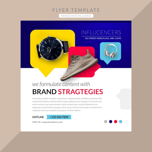 Square company business branding strategy flyer premium vector