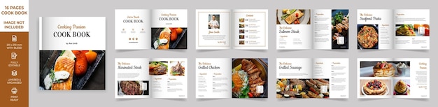 Square Cookbook Layout Template with Brown Accents Simple style Modern design Recipe Book Layout