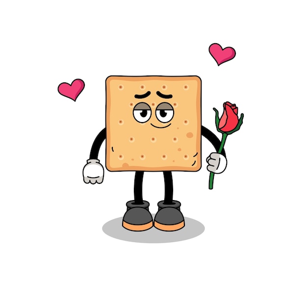 Square cracker mascot falling in love