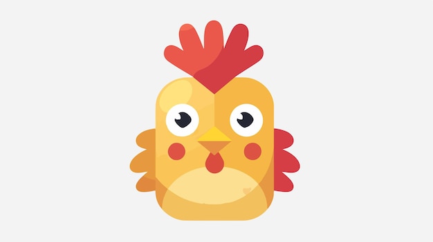 Vector square farm chicken animal face icon isolated on white background