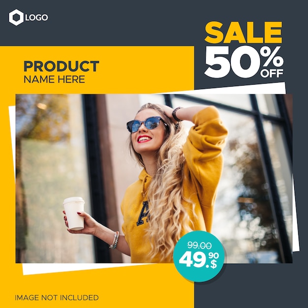 Vector square fashion sale banner for web and social media post