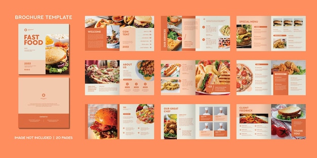 Vector square fast food restaurant brochure