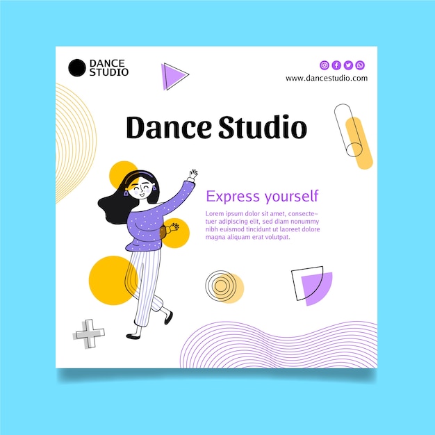 Square flyer template for dancing lessons