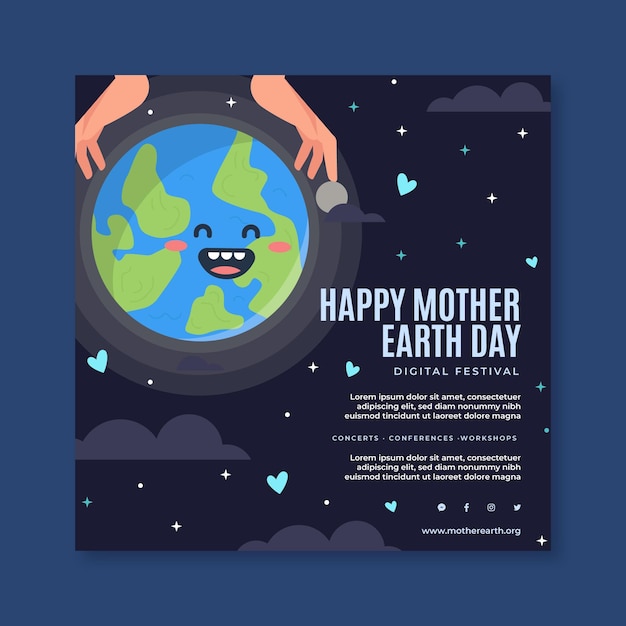 Square flyer template for mother earth day celebration