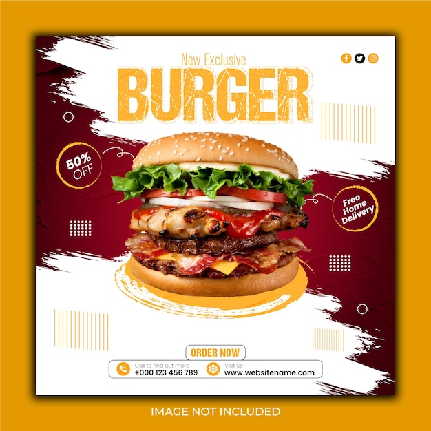 Square Food social media promotion Facebook and Instagram banner post design