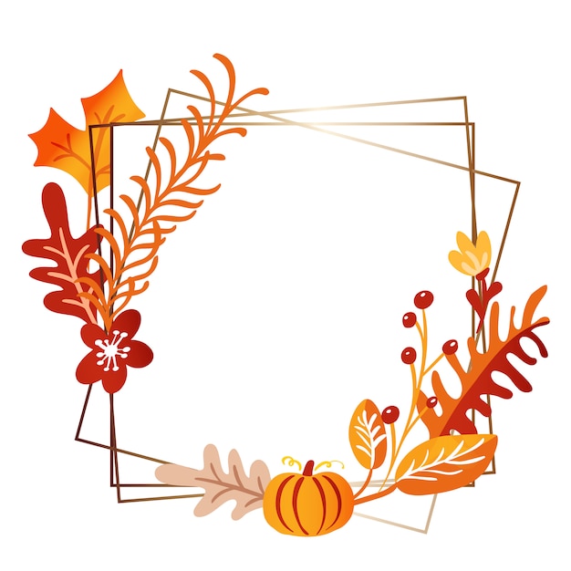 square frame autumn bouquet wreath