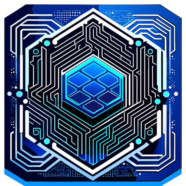 square frame blue circuit board cyber circuit digital circuit circuit qr bar vector illustration