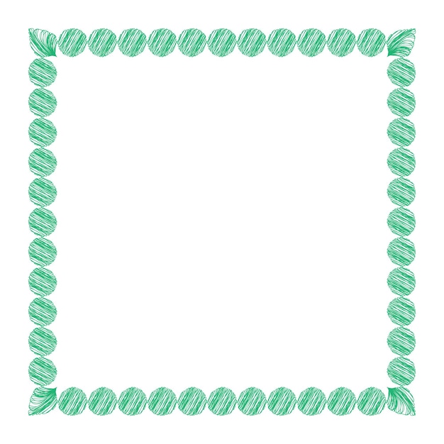 Square frame design with green scribbled circles