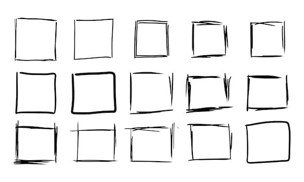 Square frame drawn and hand drawn line border Doodle brush boarder sketch and decorative stroke