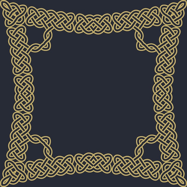 Square frame with gold and black lines on a dark background