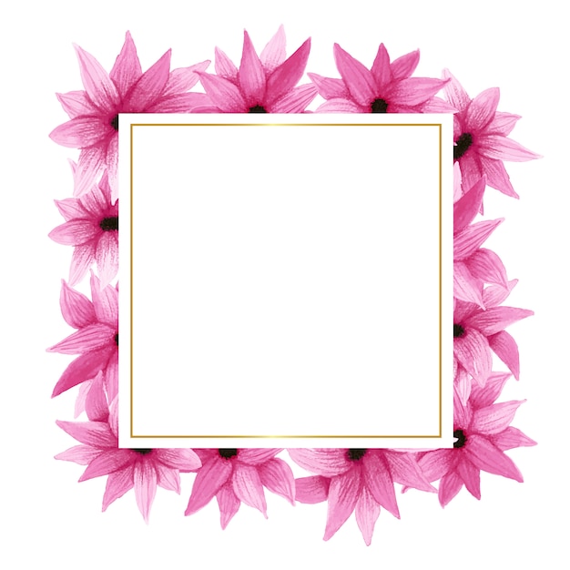 Square frame with hand drawn flowers and leaves