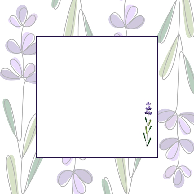 A square frame with lavender flowers.