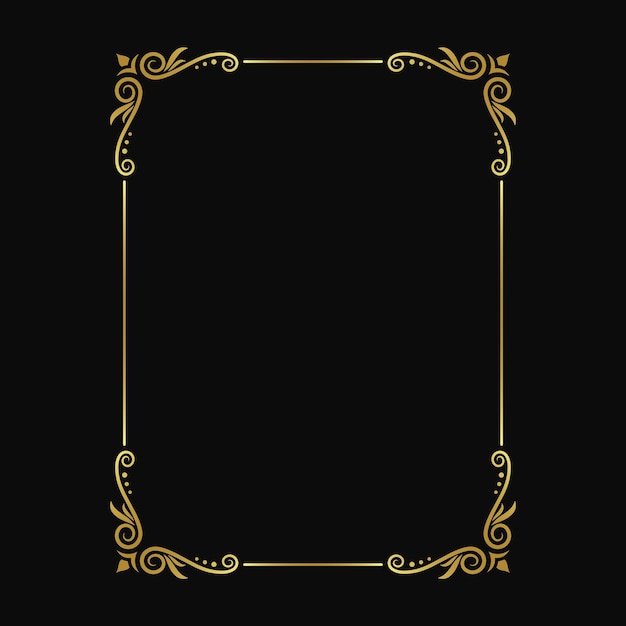 Square gold frame with ornament vector design