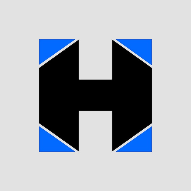 Square H letter brand vector icon on black background