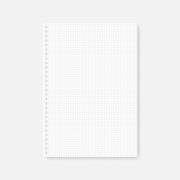 Square hole punched A4 white cross section paper sheet for ring binder Vector mockup