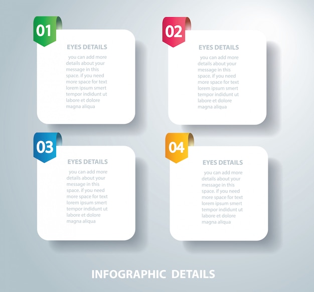 square info graphic vector template with 4 options