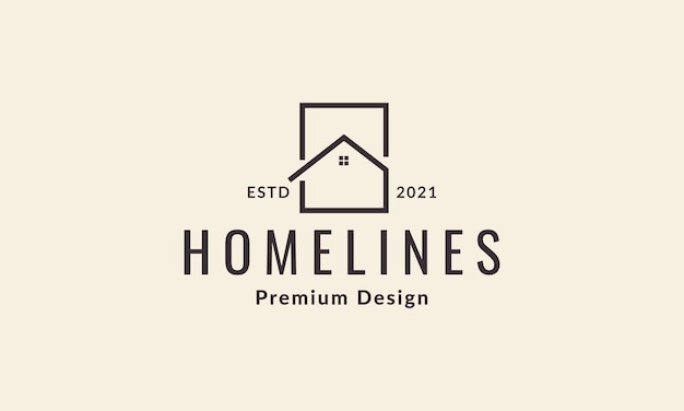 Square line home modern logo vector symbol icon design graphic illustration